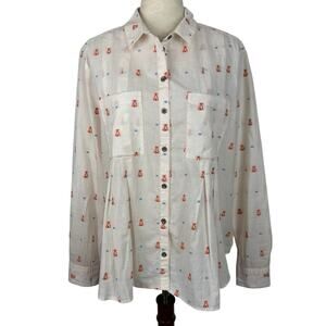 Anthropologie Maeve Top Shirt Size 14 Teepee Embroidered Relaxed Boho Western